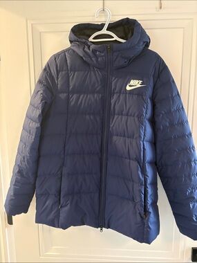 Nike Navy Blue Quilted Hooded Jacket